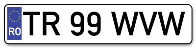 Placuta inmatriculare numar auto  TR-99-WVW, TR 99 WVW, TR99WVW