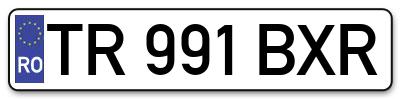 Placuta inmatriculare numar auto  TR-991-BXR, TR 991 BXR, TR991BXR