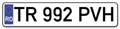 Placuta inmatriculare numar auto  TR-992-PVH, TR 992 PVH, TR992PVH