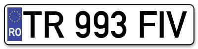 Placuta inmatriculare numar auto  TR-993-FIV, TR 993 FIV, TR993FIV