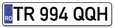 Placuta inmatriculare numar auto  TR-994-QQH, TR 994 QQH, TR994QQH