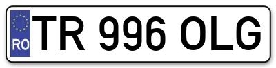 Placuta inmatriculare numar auto  TR-996-OLG, TR 996 OLG, TR996OLG