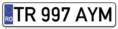 Placuta inmatriculare numar auto  TR-997-AYM, TR 997 AYM, TR997AYM
