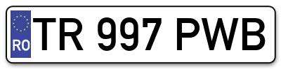 Placuta inmatriculare numar auto  TR-997-PWB, TR 997 PWB, TR997PWB