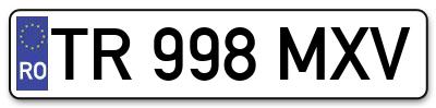 Placuta inmatriculare numar auto  TR-998-MXV, TR 998 MXV, TR998MXV