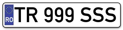 Placuta inmatriculare numar auto  TR-999-SSS, TR 999 SSS, TR999SSS