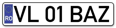 Placuta inmatriculare numar auto  VL-01-BAZ, VL 01 BAZ, VL01BAZ