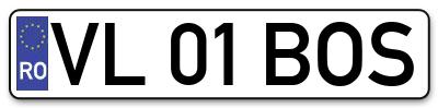 Placuta inmatriculare numar auto  VL-01-BOS, VL 01 BOS, VL01BOS