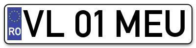 Placuta inmatriculare numar auto  VL-01-MEU, VL 01 MEU, VL01MEU