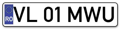Placuta inmatriculare numar auto  VL-01-MWU, VL 01 MWU, VL01MWU