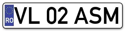 Placuta inmatriculare numar auto  VL-02-ASM, VL 02 ASM, VL02ASM