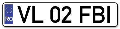 Placuta inmatriculare numar auto  VL-02-FBI, VL 02 FBI, VL02FBI