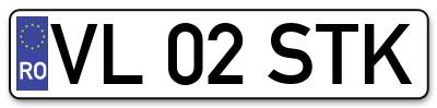 Placuta inmatriculare numar auto  VL-02-STK, VL 02 STK, VL02STK