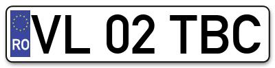 Placuta inmatriculare numar auto  VL-02-TBC, VL 02 TBC, VL02TBC