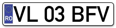 Placuta inmatriculare numar auto  VL-03-BFV, VL 03 BFV, VL03BFV
