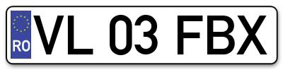 Placuta inmatriculare numar auto  VL-03-FBX, VL 03 FBX, VL03FBX