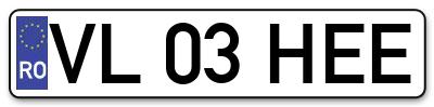 Placuta inmatriculare numar auto  VL-03-HEE, VL 03 HEE, VL03HEE