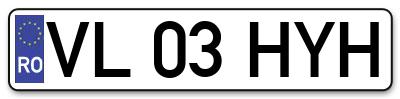 Placuta inmatriculare numar auto  VL-03-HYH, VL 03 HYH, VL03HYH