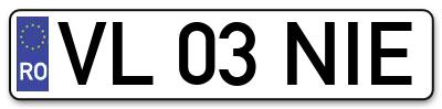 Placuta inmatriculare numar auto  VL-03-NIE, VL 03 NIE, VL03NIE