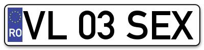 Placuta inmatriculare numar auto  VL-03-SEX, VL 03 SEX, VL03SEX