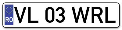 Placuta inmatriculare numar auto  VL-03-WRL, VL 03 WRL, VL03WRL