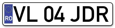 Placuta inmatriculare numar auto  VL-04-JDR, VL 04 JDR, VL04JDR