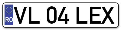 Placuta inmatriculare numar auto  VL-04-LEX, VL 04 LEX, VL04LEX