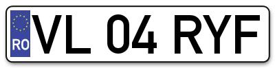 Placuta inmatriculare numar auto  VL-04-RYF, VL 04 RYF, VL04RYF