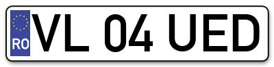 Placuta inmatriculare numar auto  VL-04-UED, VL 04 UED, VL04UED