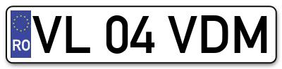 Placuta inmatriculare numar auto  VL-04-VDM, VL 04 VDM, VL04VDM
