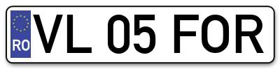 Placuta inmatriculare numar auto  VL-05-FOR, VL 05 FOR, VL05FOR