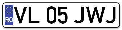 Placuta inmatriculare numar auto  VL-05-JWJ, VL 05 JWJ, VL05JWJ