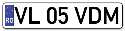 Placuta inmatriculare numar auto  VL-05-VDM, VL 05 VDM, VL05VDM