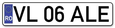 Placuta inmatriculare numar auto  VL-06-ALE, VL 06 ALE, VL06ALE