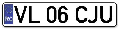 Placuta inmatriculare numar auto  VL-06-CJU, VL 06 CJU, VL06CJU