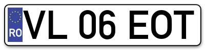 Placuta inmatriculare numar auto  VL-06-EOT, VL 06 EOT, VL06EOT