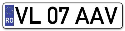 Placuta inmatriculare numar auto  VL-07-AAV, VL 07 AAV, VL07AAV