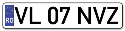 Placuta inmatriculare numar auto  VL-07-NVZ, VL 07 NVZ, VL07NVZ