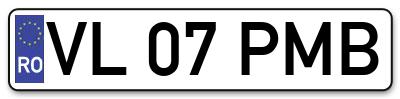 Placuta inmatriculare numar auto  VL-07-PMB, VL 07 PMB, VL07PMB