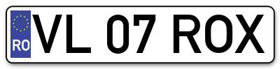 Placuta inmatriculare numar auto  VL-07-ROX, VL 07 ROX, VL07ROX