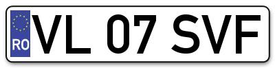 Placuta inmatriculare numar auto  VL-07-SVF, VL 07 SVF, VL07SVF