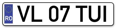 Placuta inmatriculare numar auto  VL-07-TUI, VL 07 TUI, VL07TUI