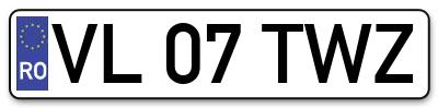 Placuta inmatriculare numar auto  VL-07-TWZ, VL 07 TWZ, VL07TWZ