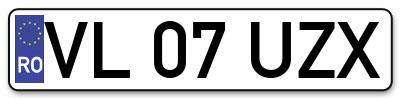 Placuta inmatriculare numar auto  VL-07-UZX, VL 07 UZX, VL07UZX