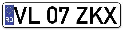 Placuta inmatriculare numar auto  VL-07-ZKX, VL 07 ZKX, VL07ZKX