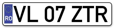 Placuta inmatriculare numar auto  VL-07-ZTR, VL 07 ZTR, VL07ZTR