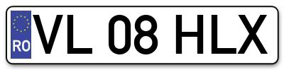 Placuta inmatriculare numar auto  VL-08-HLX, VL 08 HLX, VL08HLX
