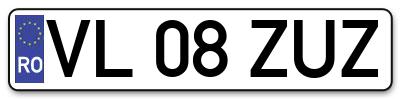 Placuta inmatriculare numar auto  VL-08-ZUZ, VL 08 ZUZ, VL08ZUZ