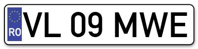 Placuta inmatriculare numar auto  VL-09-MWE, VL 09 MWE, VL09MWE