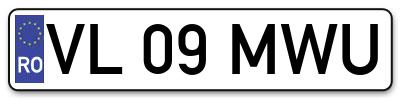 Placuta inmatriculare numar auto  VL-09-MWU, VL 09 MWU, VL09MWU